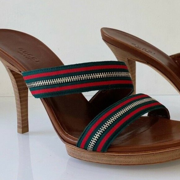 **SALE**GUCCI~RARE~SHERRY LINE~ZIPPERED DESIGN HEELS - Picture 1 of 10